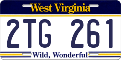 WV license plate 2TG261