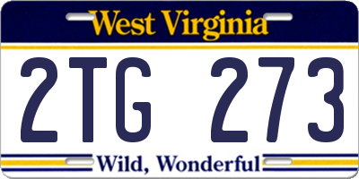WV license plate 2TG273
