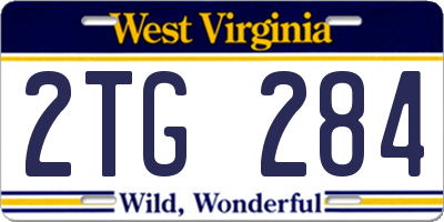 WV license plate 2TG284