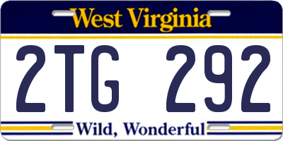 WV license plate 2TG292