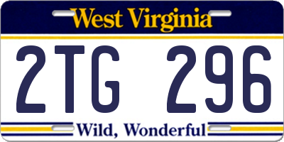 WV license plate 2TG296