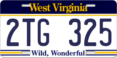 WV license plate 2TG325