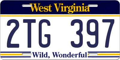 WV license plate 2TG397