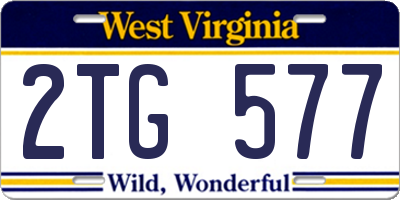 WV license plate 2TG577