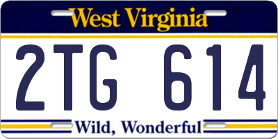 WV license plate 2TG614