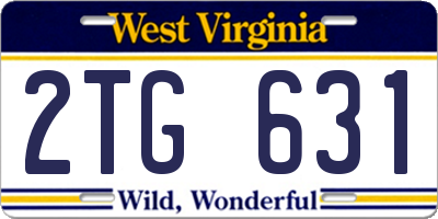 WV license plate 2TG631