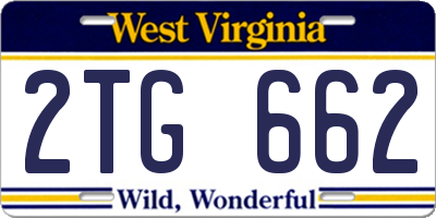 WV license plate 2TG662