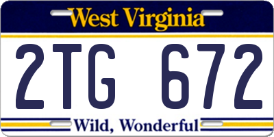 WV license plate 2TG672