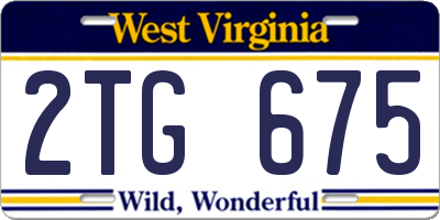 WV license plate 2TG675