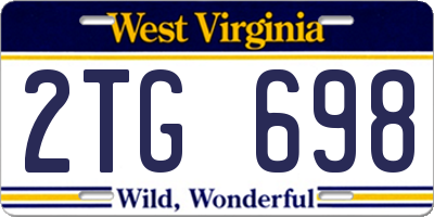 WV license plate 2TG698