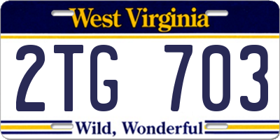 WV license plate 2TG703
