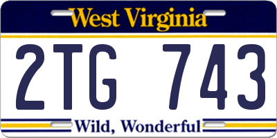 WV license plate 2TG743