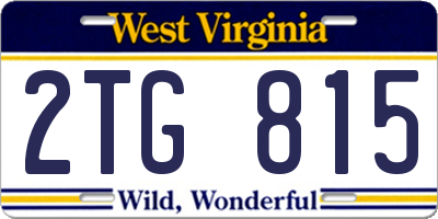 WV license plate 2TG815
