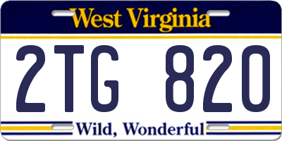 WV license plate 2TG820