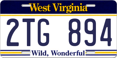 WV license plate 2TG894