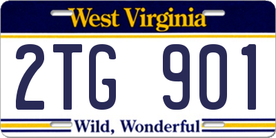 WV license plate 2TG901