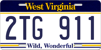 WV license plate 2TG911