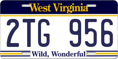 WV license plate 2TG956