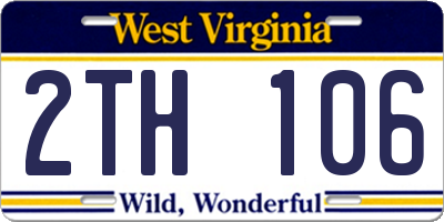 WV license plate 2TH106