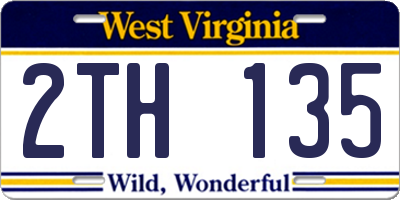 WV license plate 2TH135