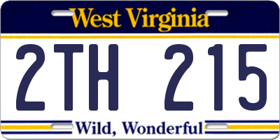 WV license plate 2TH215