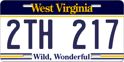 WV license plate 2TH217