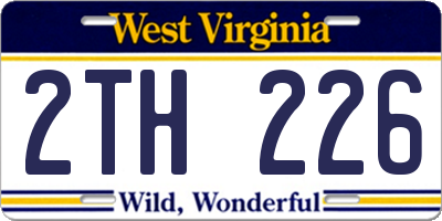 WV license plate 2TH226