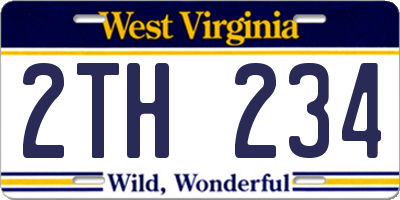WV license plate 2TH234
