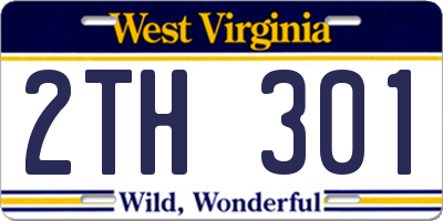WV license plate 2TH301