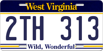 WV license plate 2TH313