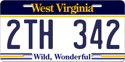 WV license plate 2TH342