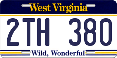 WV license plate 2TH380