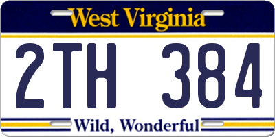 WV license plate 2TH384