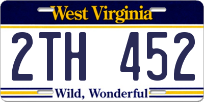 WV license plate 2TH452