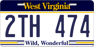 WV license plate 2TH474