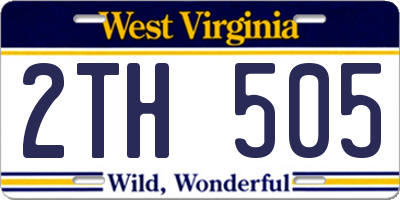 WV license plate 2TH505