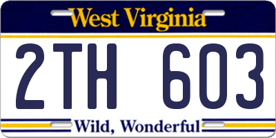 WV license plate 2TH603