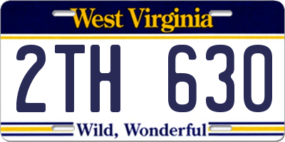 WV license plate 2TH630