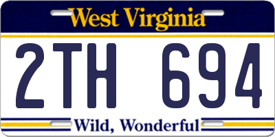 WV license plate 2TH694