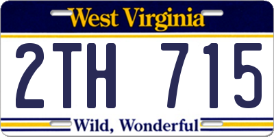 WV license plate 2TH715