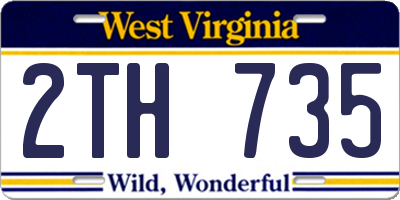 WV license plate 2TH735