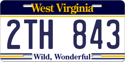 WV license plate 2TH843