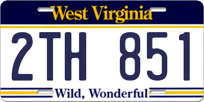 WV license plate 2TH851