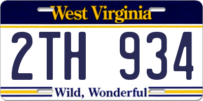 WV license plate 2TH934