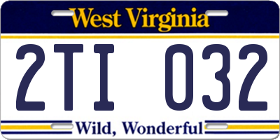 WV license plate 2TI032