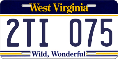 WV license plate 2TI075