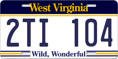 WV license plate 2TI104