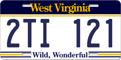 WV license plate 2TI121