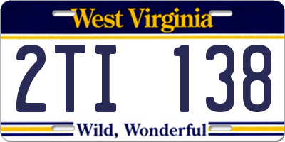 WV license plate 2TI138