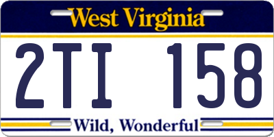 WV license plate 2TI158